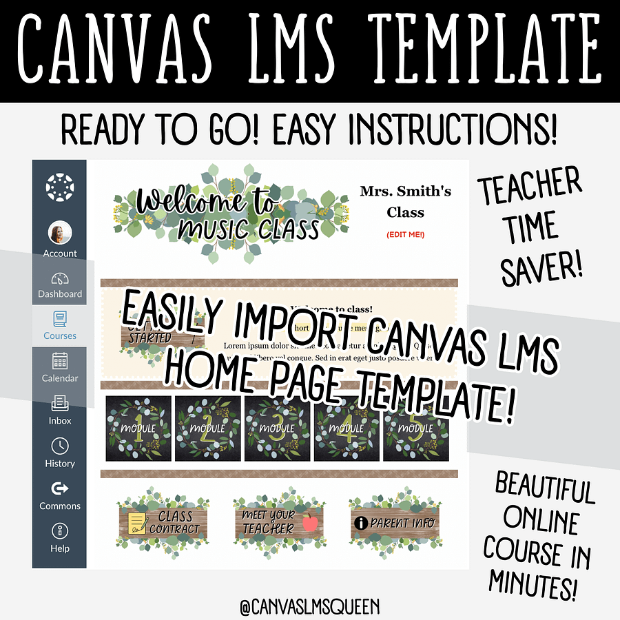 Canvas LMS Template - HOMEPAGE, BUTTONS & BANNERS - Eucalyptus - 100% Editable product image (3)