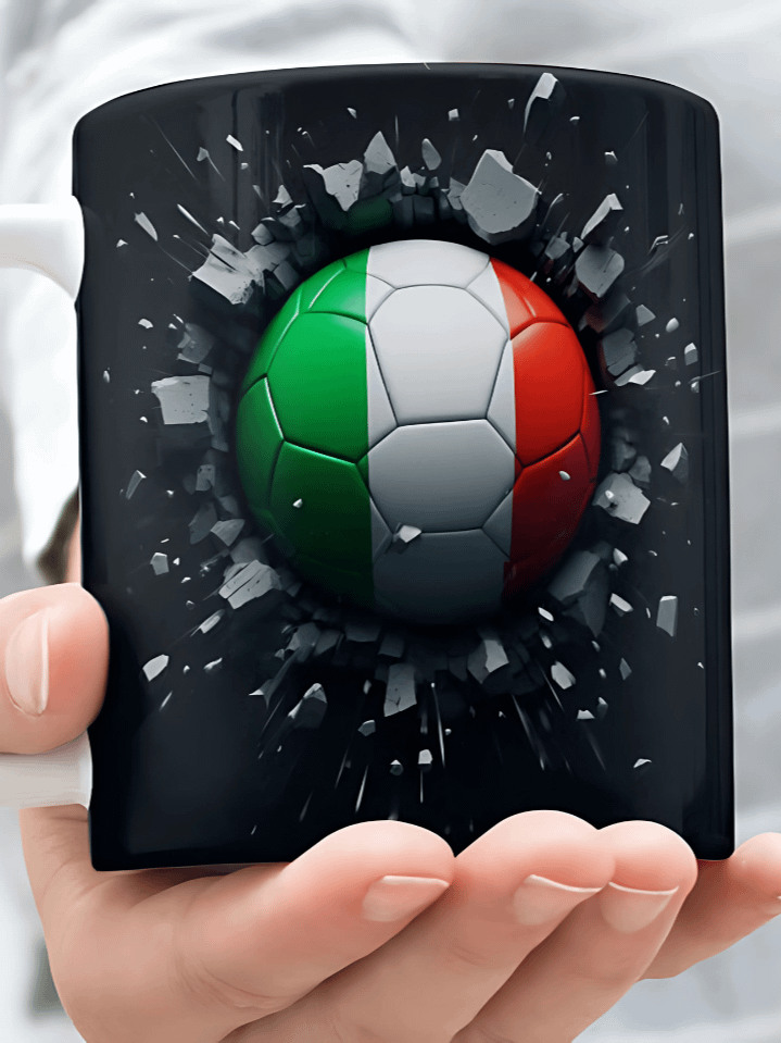 3D Italian Flag Soccer Ball Mug Wrap PNG – Breaking Wall Sublimation Design for 11oz & 15oz Mugs – Patriotic Sports Theme – Instant Digital Download product image (1)