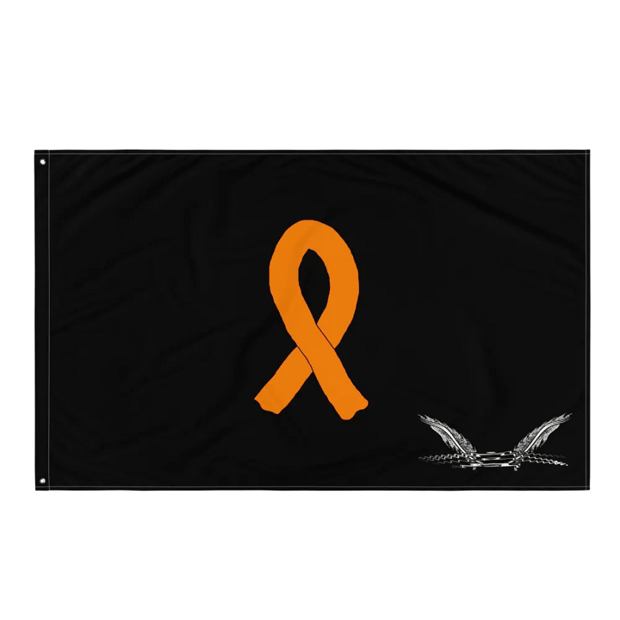 White HApex Gear White Logo Cancer Awareness Orange Ribbon. Black Flag product image (3)