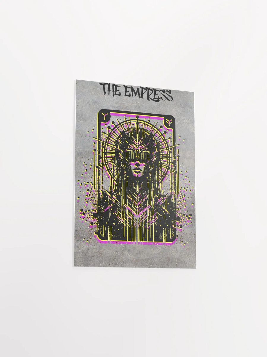 Cyberpunk Tarot Wall Art Poster – "The Empress" Card with Radial Headdress, Cyber Goggles & Ornate Cyber Armor – Futuristic Graffiti Stencil Artwork product image (3)