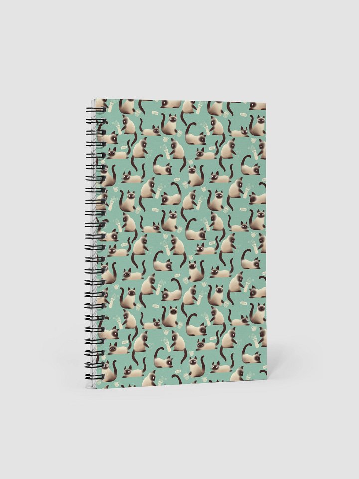 Bad Siamese Cats Knocking Stuff Over Pattern Notebook, Mint product image (1)