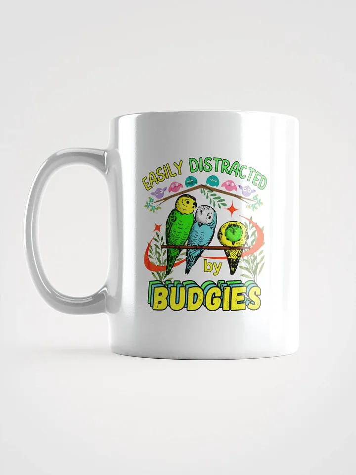 Easily Distracted By Budgies White Glossy Mug product image (1)