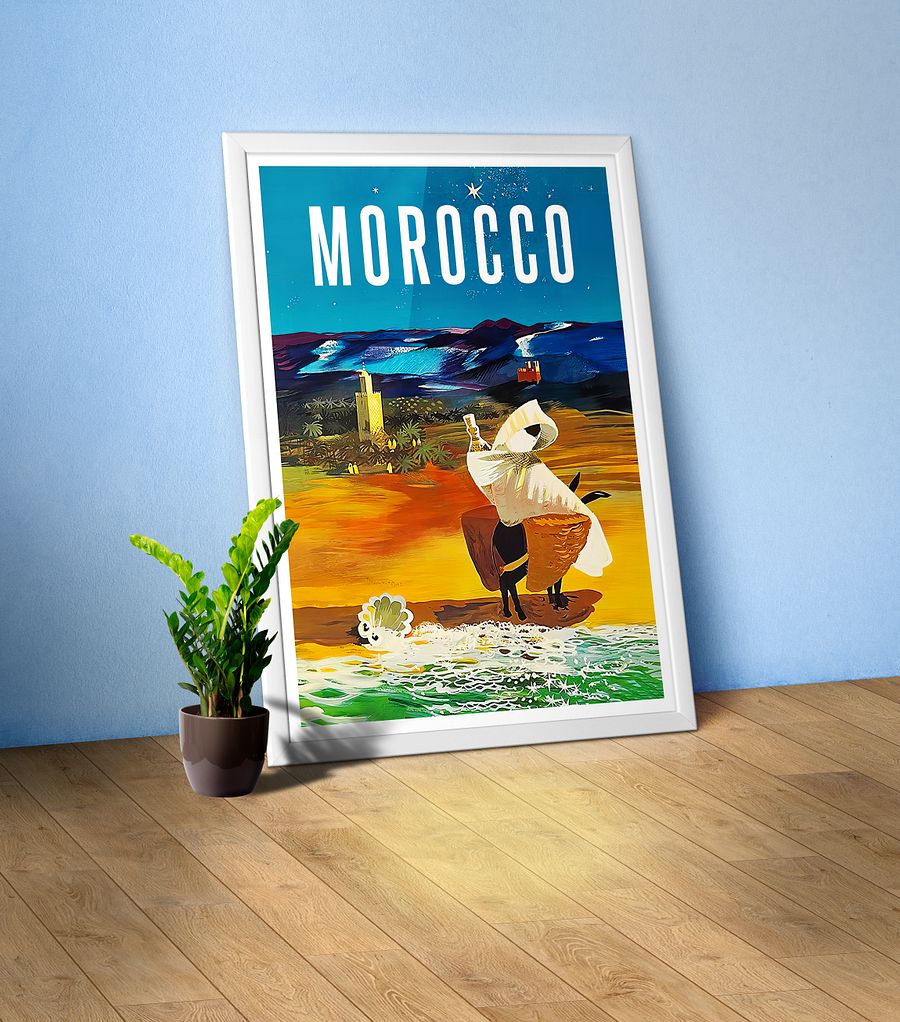 Morocco, Africa, 1960 — retro vintage travel poster product image (1)