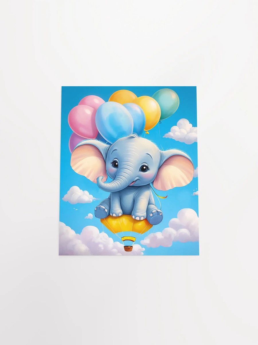 Cheerful Baby Elephant - Poster - Nursery-Kids Room - Small-Standard Sizes - 8x10-11x14-12x16-16x20 Inches product image (14)