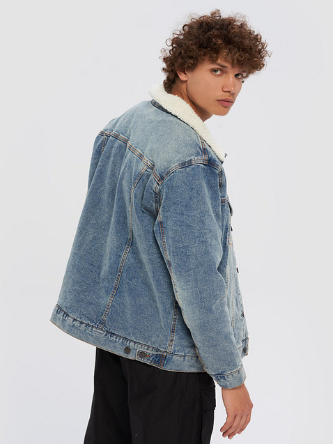 Photo showing Threadfast Apparel Unisex Sherpa Denim Jacket