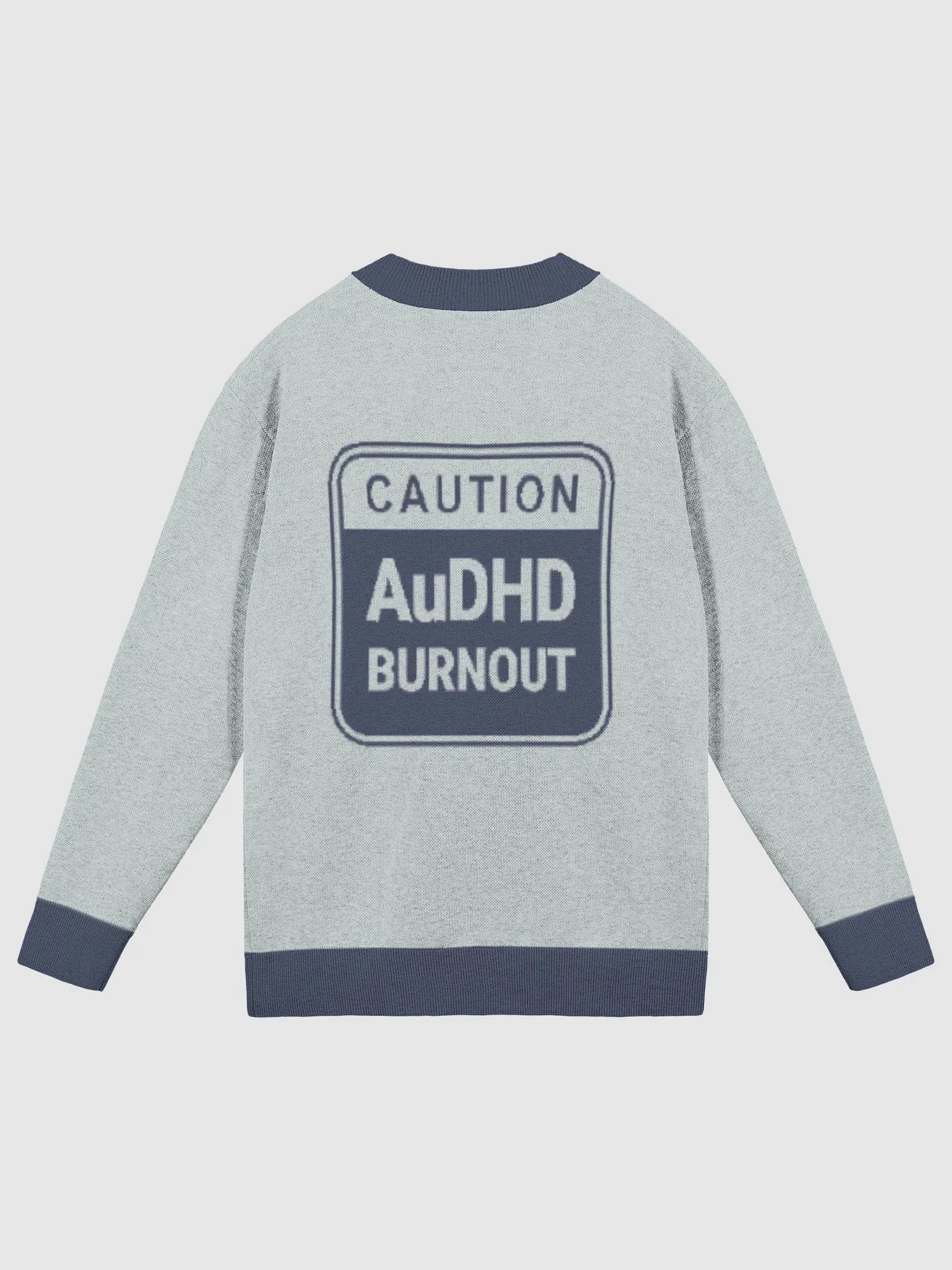CAUTION: AuDHD BURNOUT (lg. design, duotone blue) knitwear cardigan product image (2)