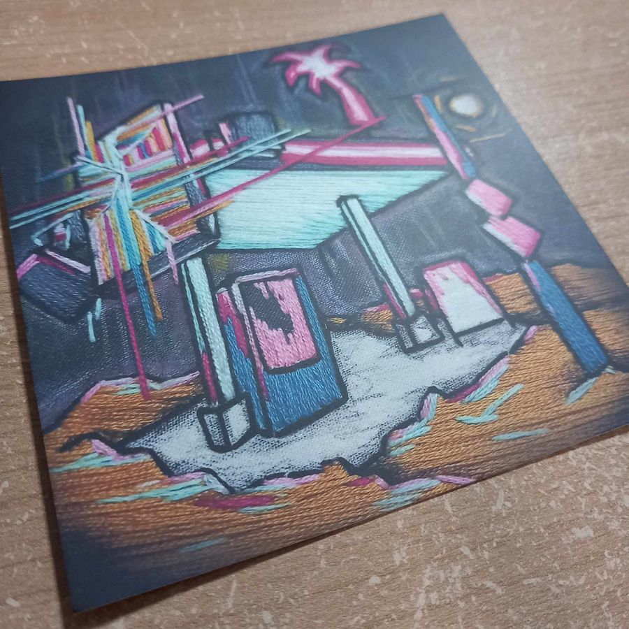 Cyberpunk Bus Stop Embroidery Print product image (3)