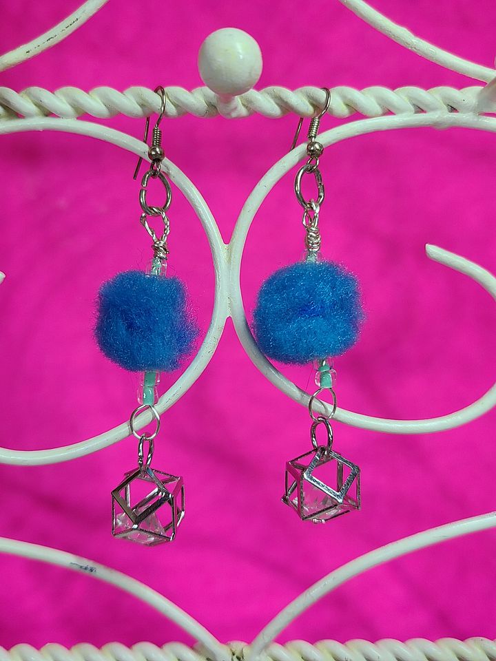 Blue Pom-Pom Earrings product image (1)