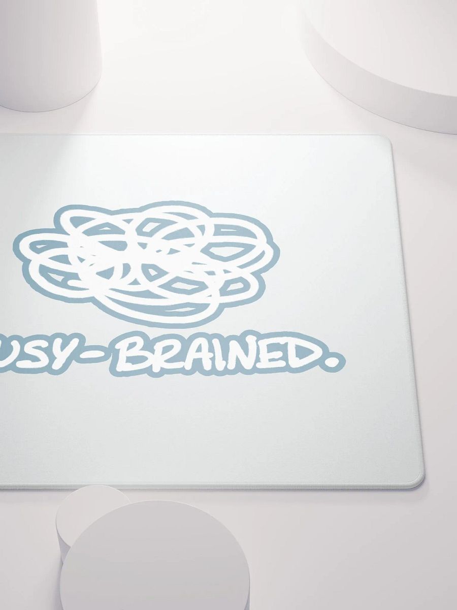 BUSY-BRAINED (lined design, #709AAF) mouse pad product image (5)