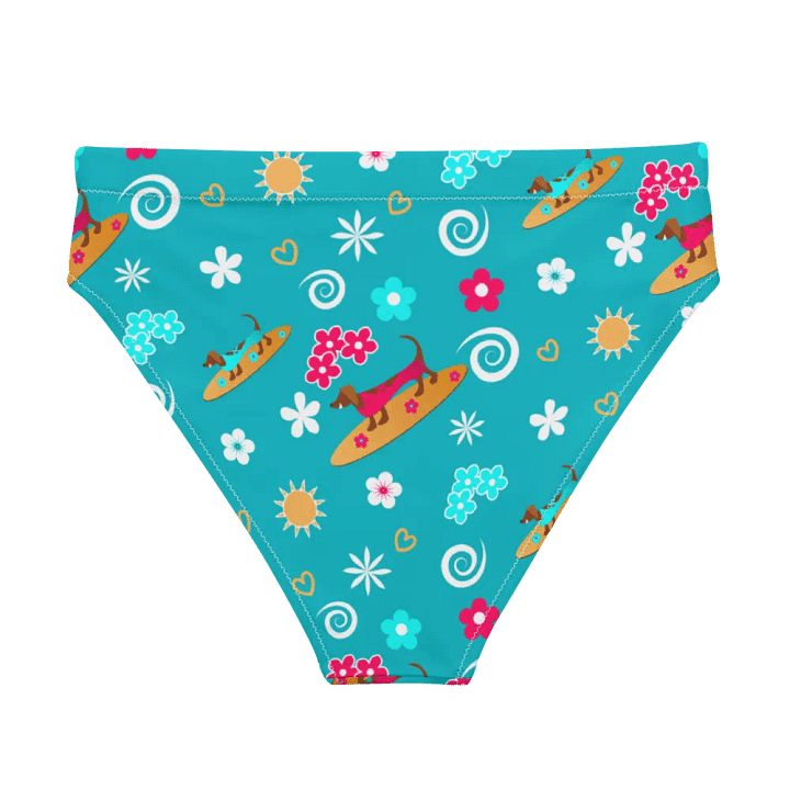 Surfing Dachshund Pattern High Waisted Bikini Bottom product image (2)
