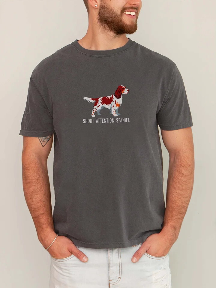 Short Attention Spaniel T-Shirt(Embroidered) of a Springer Spaniel(Liver Tricolor) product image (2)
