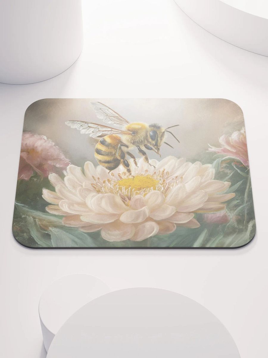 Bee in cream colored flower Mousepad product image (3)