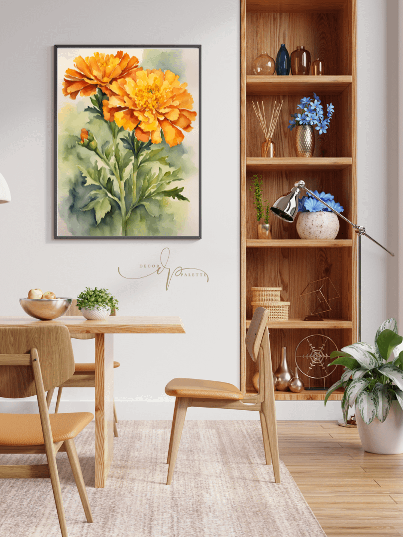 Watercolour Painting Printable Wall Art of MARIGOLD product image (4)