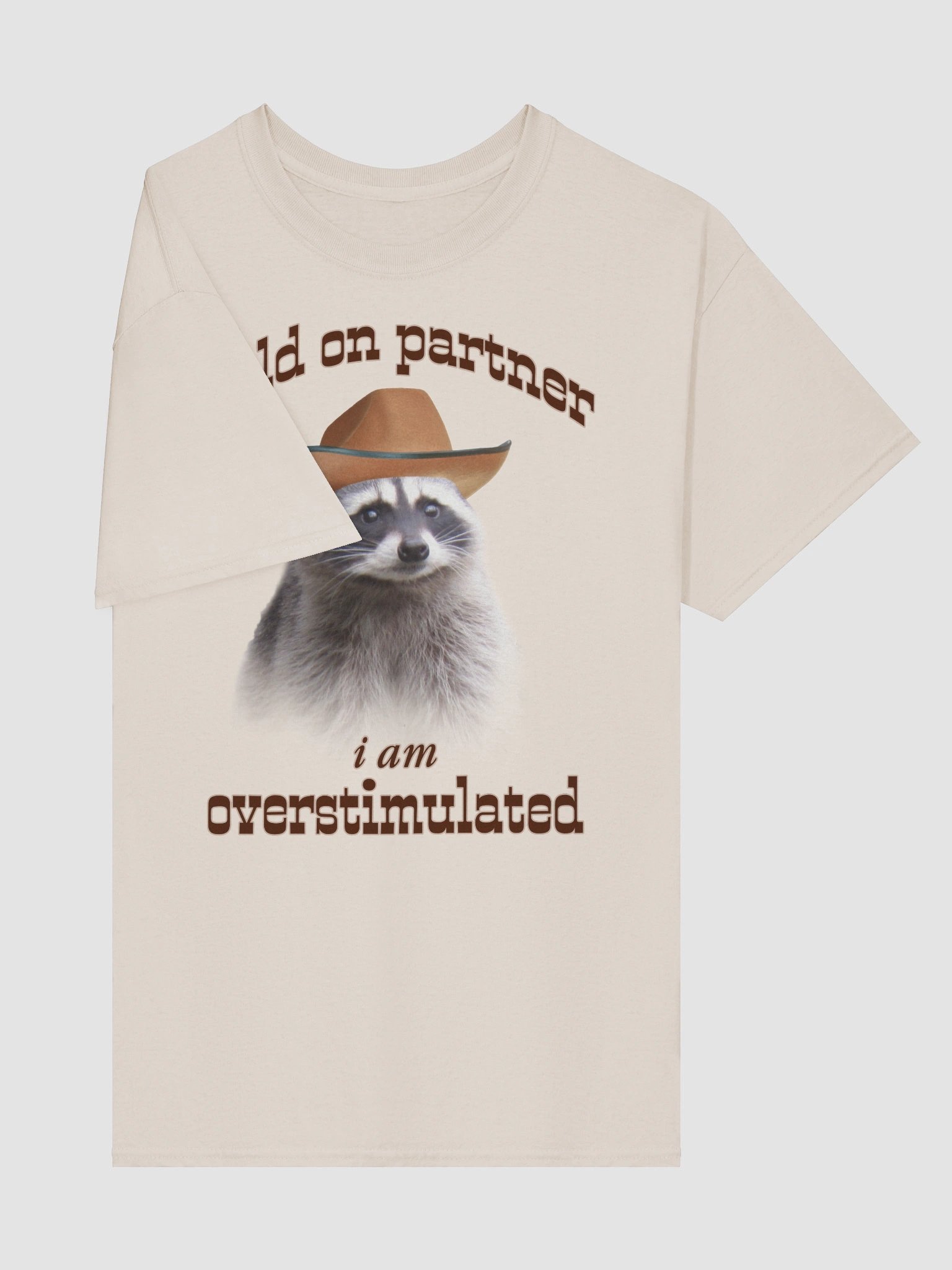 Hold On Partner I'm Overstimulated - Raccoon T-shirt product image (5)