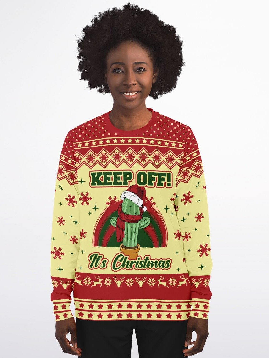 "Keep Off" Cactus Christmas Sweatshirt | Funny Ugly Christmas Sweater | Sassy Holiday Party Outfit product image (1)