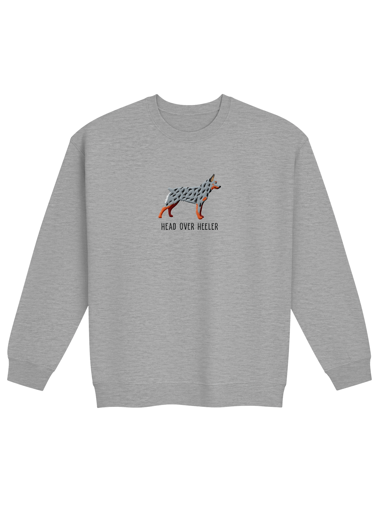 Head Over Heeler Sweatshirt (Embroidered) of an Australian Cattle Dog(Blue Heeler 2, Docked Tail) product image (17)