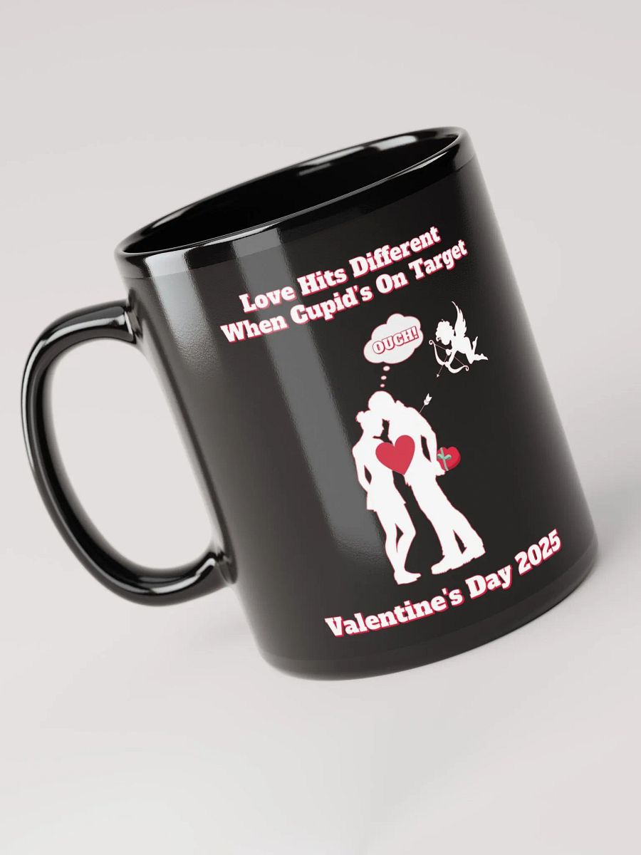 When Cupid's On Target Valentine's Day Black Mug product image (8)