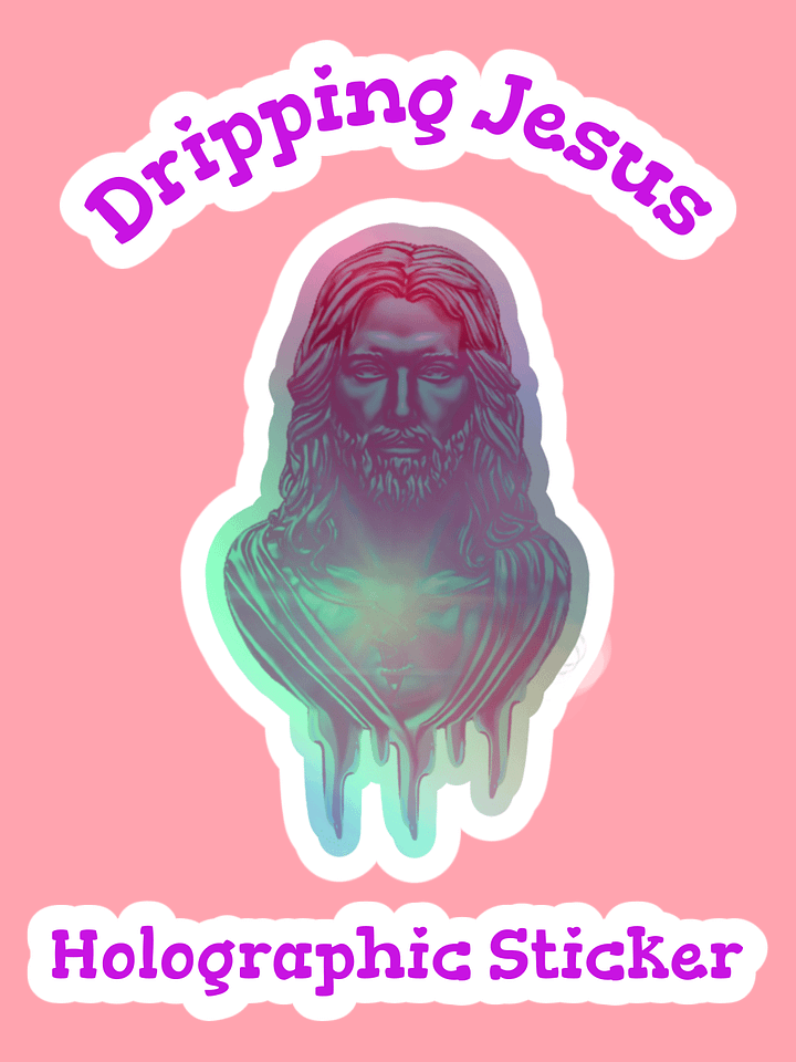Pink Dripping Jesus Holographic Sticker product image (1)