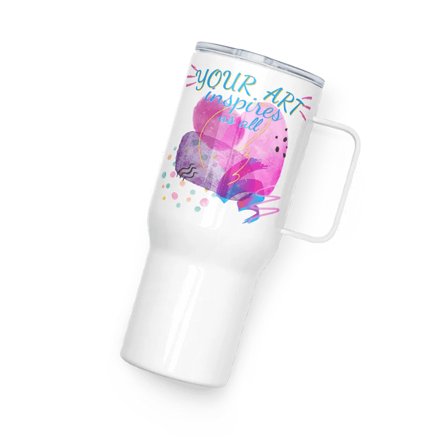 nsulated stainless steal travel mug depicting “your Art inspires us All’. Perfect gift for the Arty person, mom, wife, daughter, friend or colleague who appreciates stylish designs product image (4)