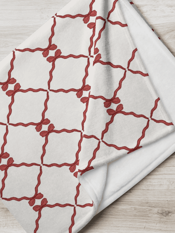 Bows and Ribbon in White and Red Throw Blanket product image (1)