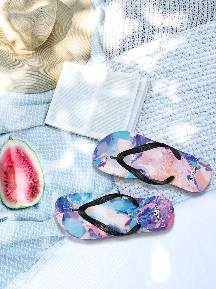 Flip flops "Marble Effect Pastel Blue Purple Dreamy Waves" product image (2)