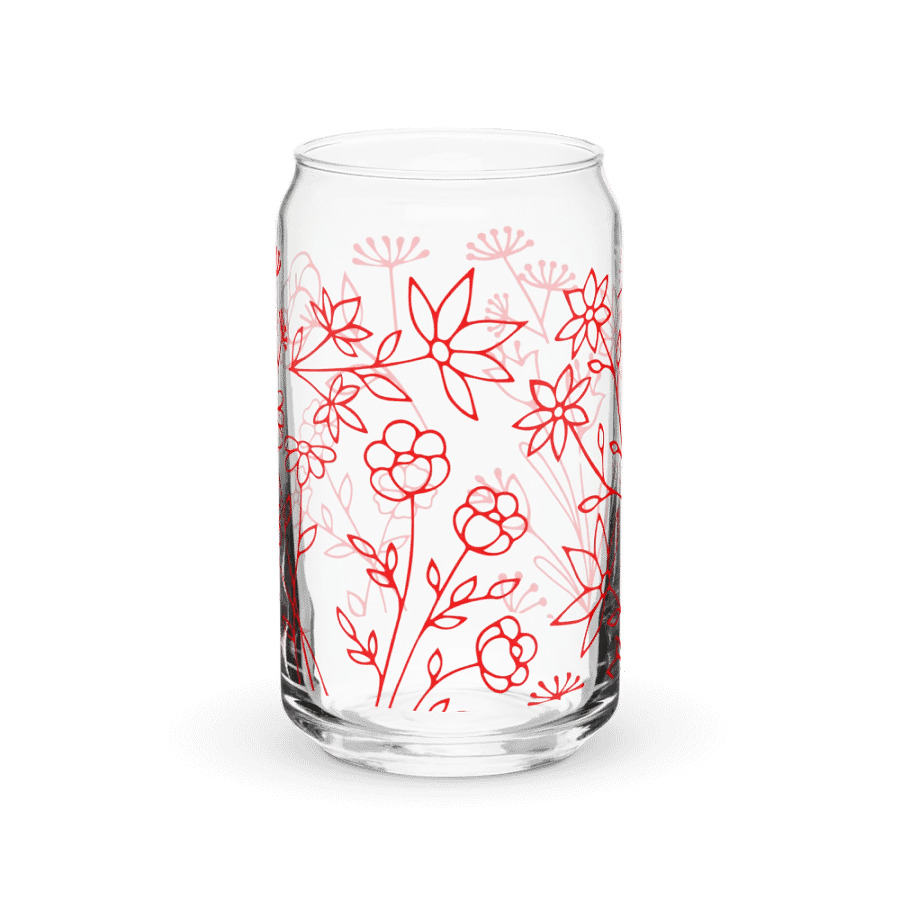 Red Floral Design Glass Can product image (2)