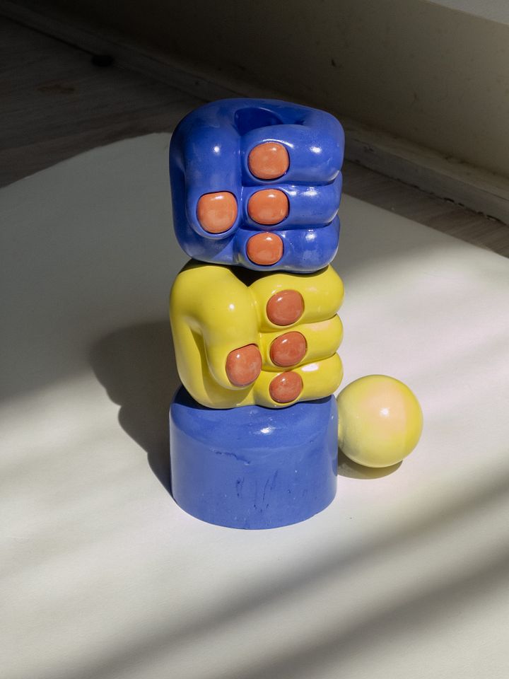 Hand Candleholder - Blue and Terracotta product image (2)