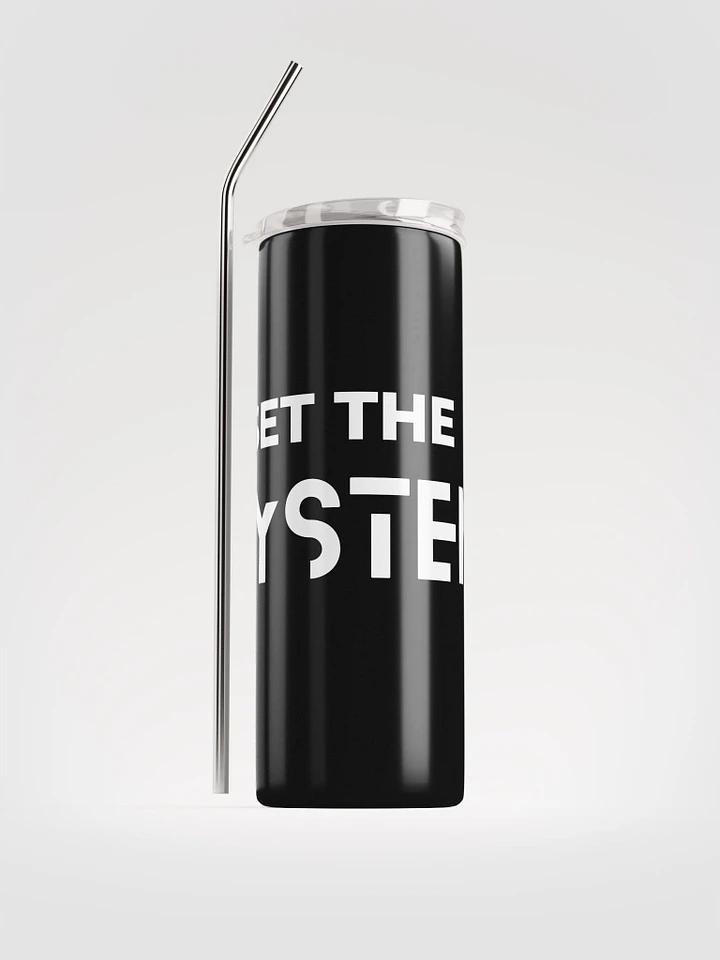 Black stainless steel tumbler all over print reset the system product image (1)