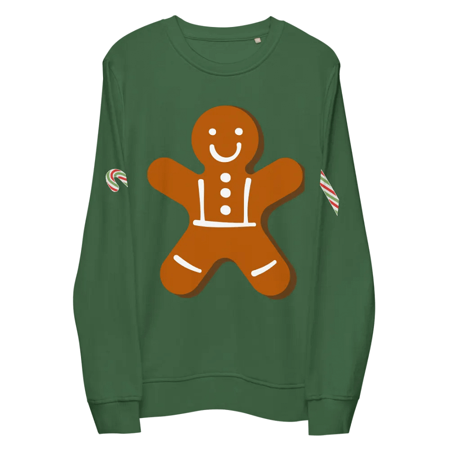 Smiley Gingerbread Man Organic Sweatshirt product image (5)