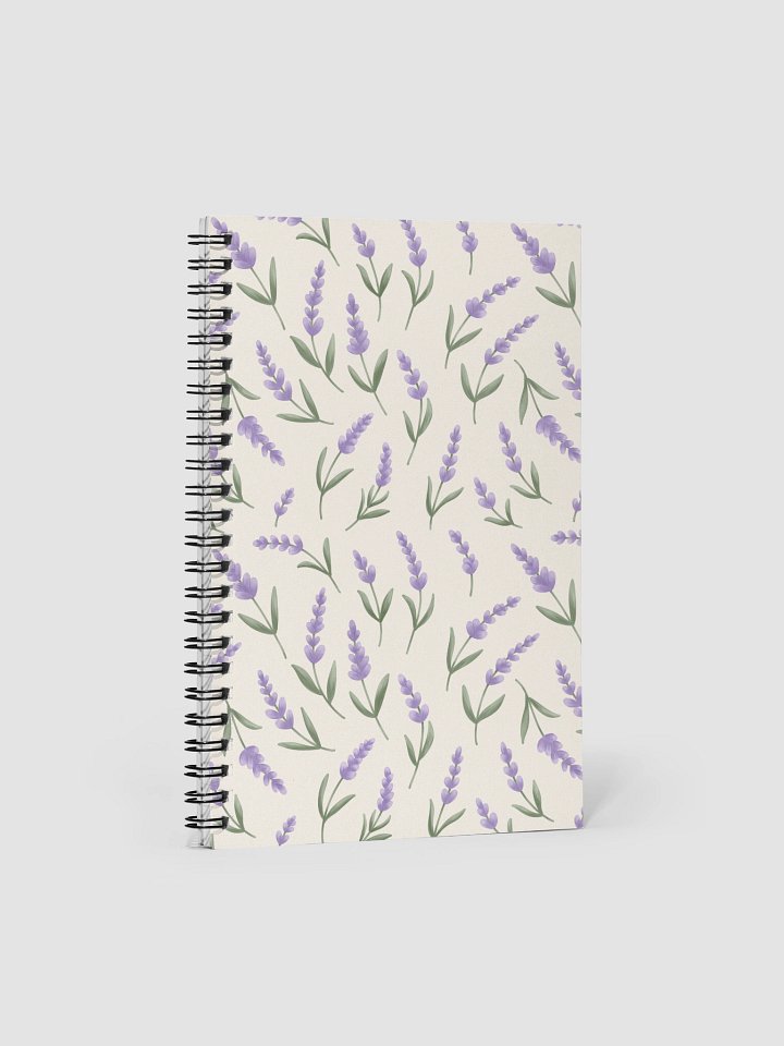 Spiral notebook with lavender pattern. Illustrated floral journal product image (1)
