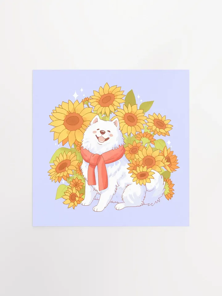 Cheerful Samoyed and Sunflowers Poster product image (3)
