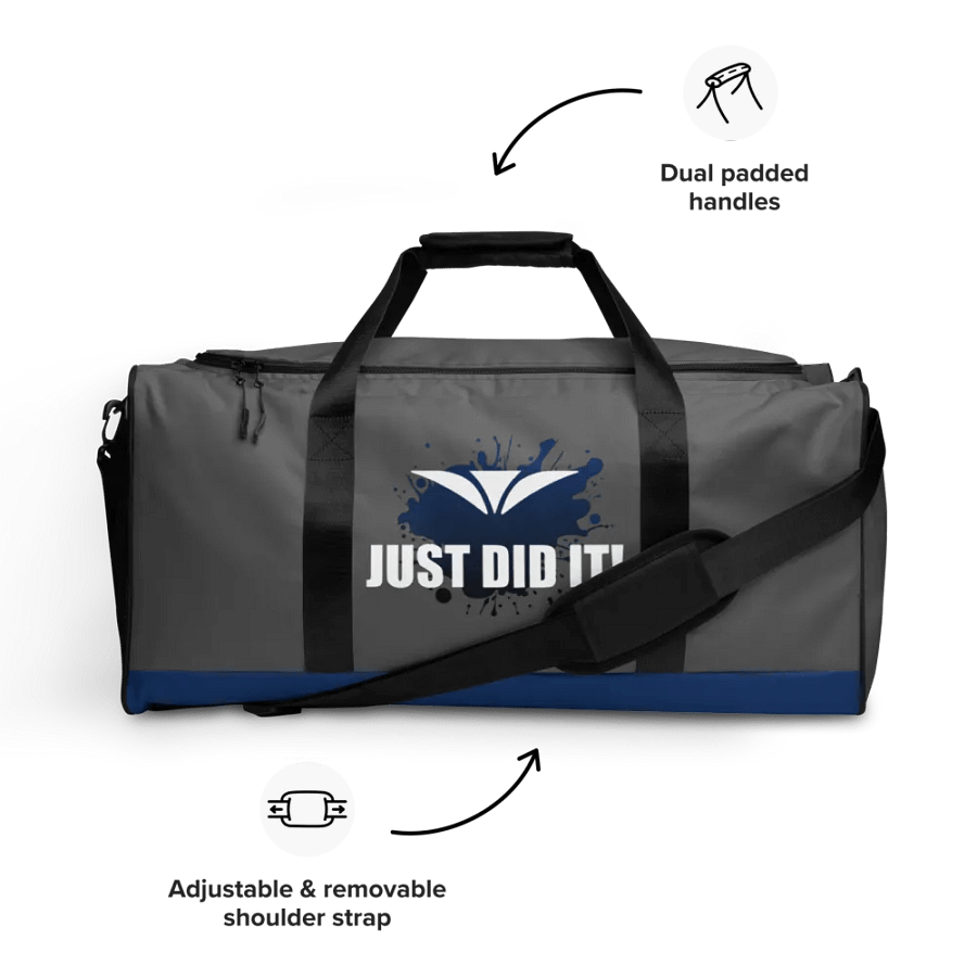 Just Did It! Blue Splatter Gray Duffle Bag product image (9)