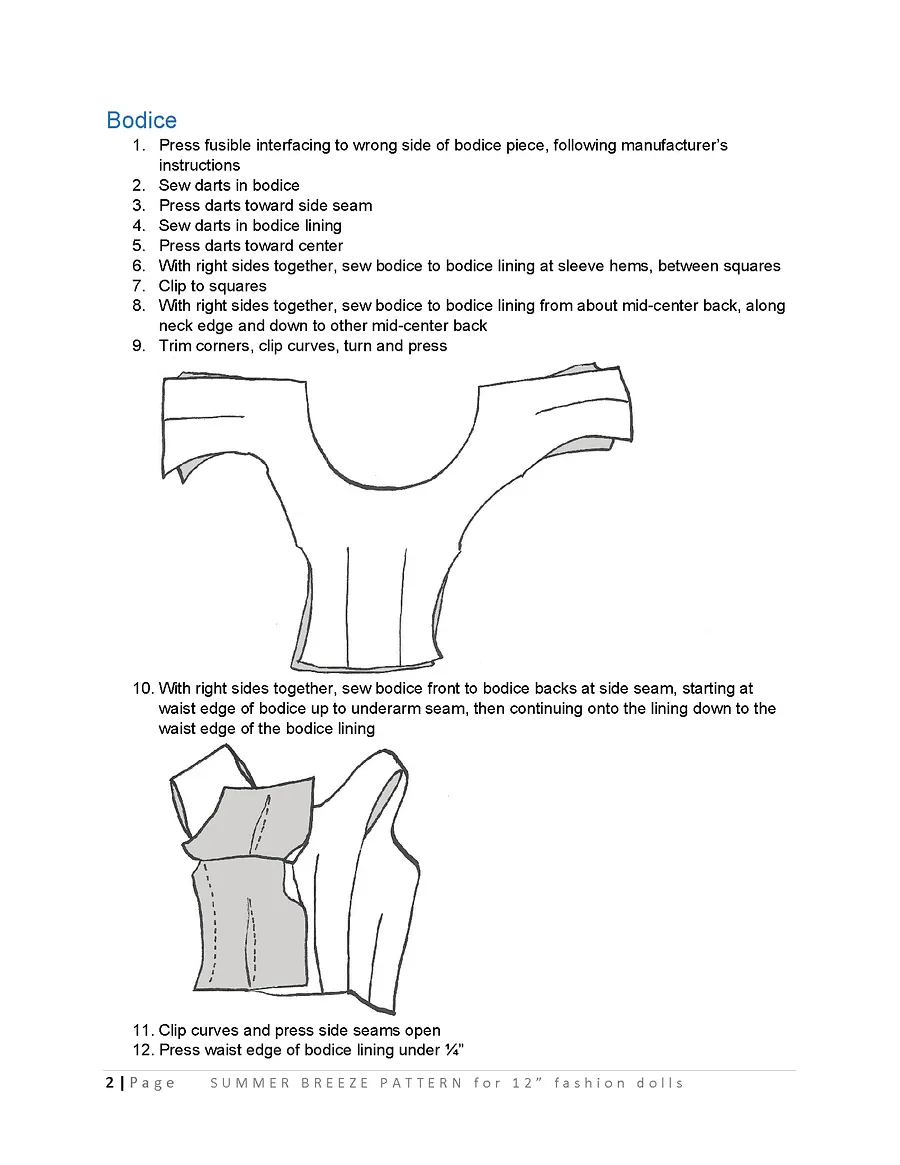 Summer Breeze sewing pattern for 12" fashion dolls product image (3)