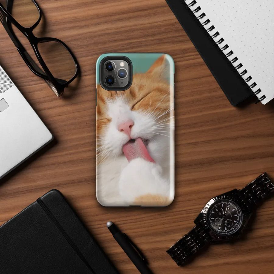 Lovable Cat Lick Bath Phone Case for Feline Fans product image (39)