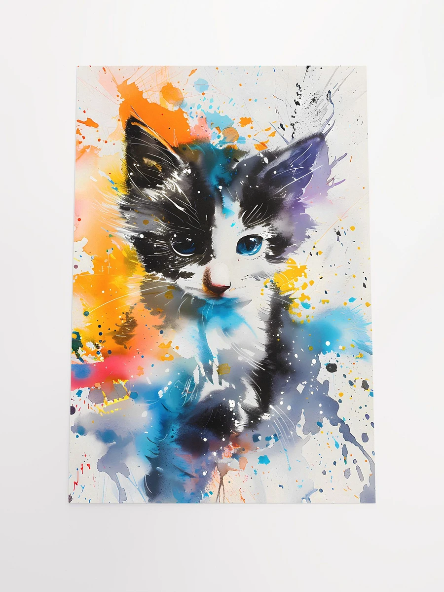 Whimsical Feline Charm: Playful Kitten in Vivid Watercolor Tones Matte Poster product image (3)
