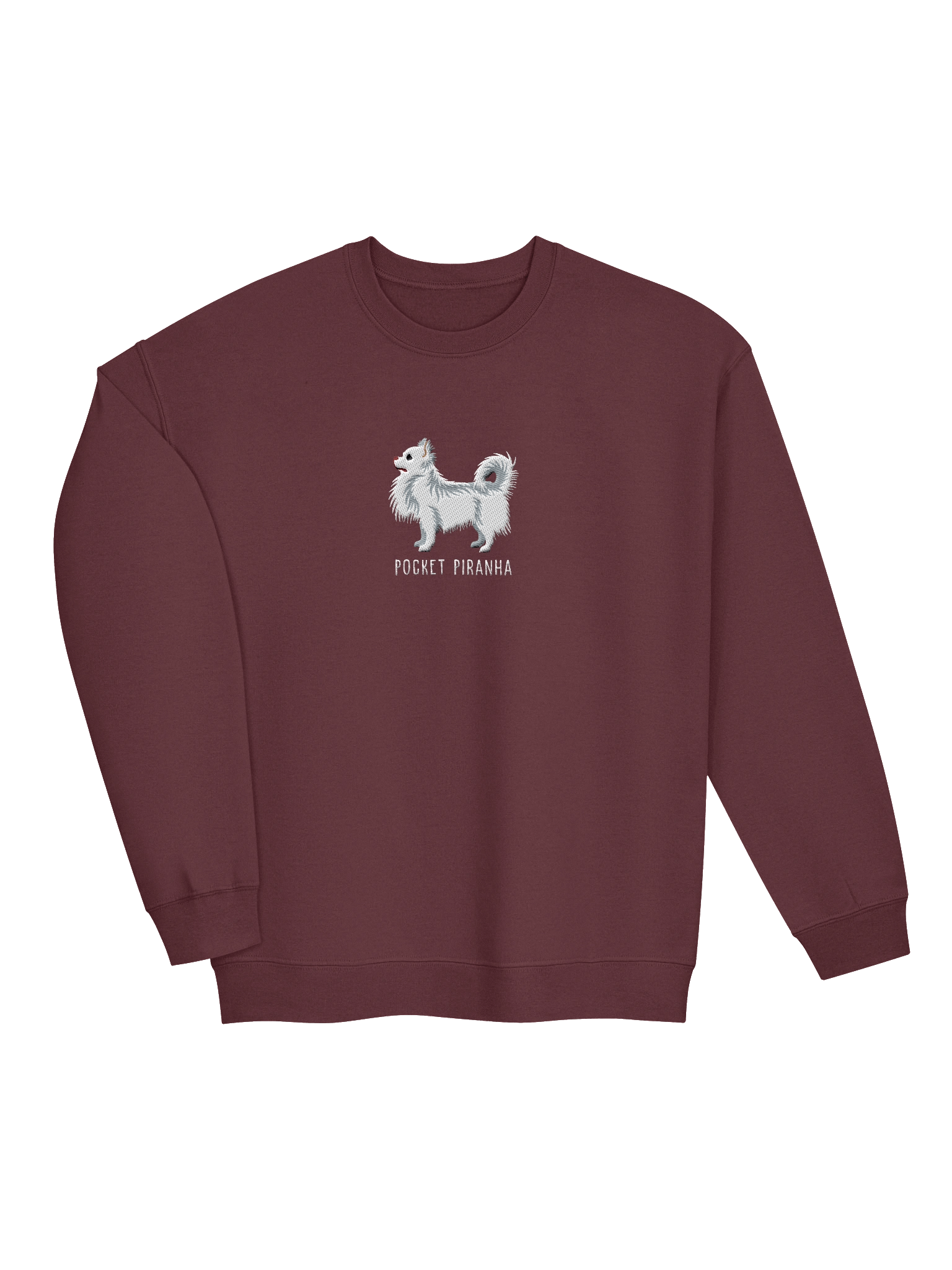 Pocket Piranha Sweatshirt (Embroidered) of a Longhaired Chihuahua(White) product image (16)