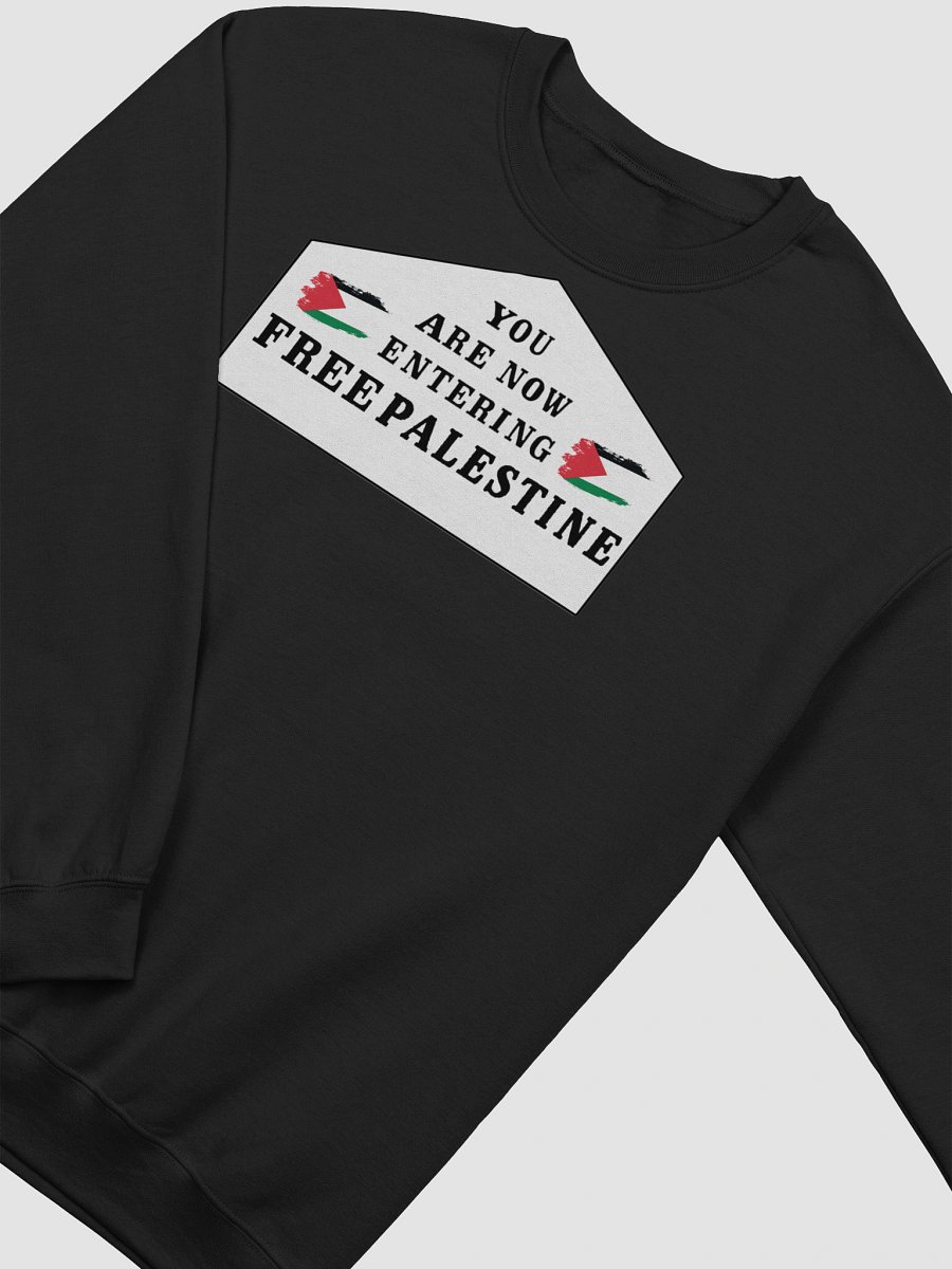 You Are Now Entering Free Palestine Classic Crewneck Sweatshirt [Fundraiser] product image (1)