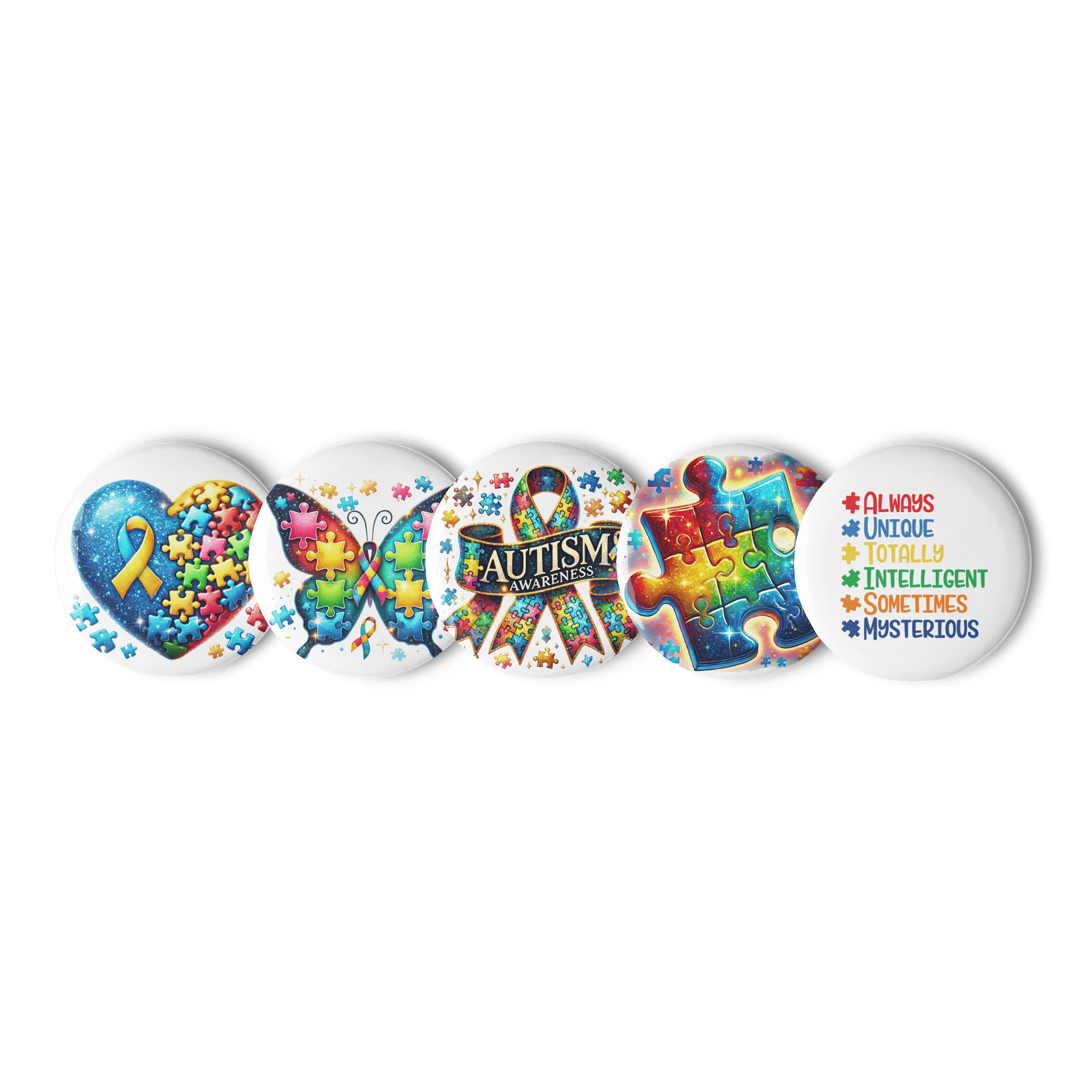 Colorful Heart Puzzle Pin Buttons Set product image (1)