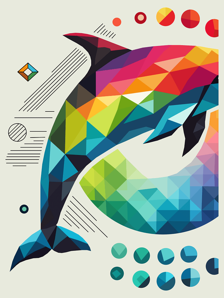 Free Geometric Dolphin PNG Art - Transparent Background, Low Poly Marine Life Illustration product image (2)