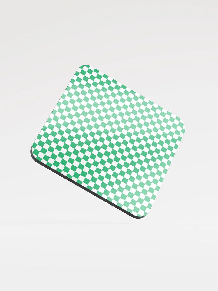 Checkers! Green and White Checkered Cork Coaster product image (1)