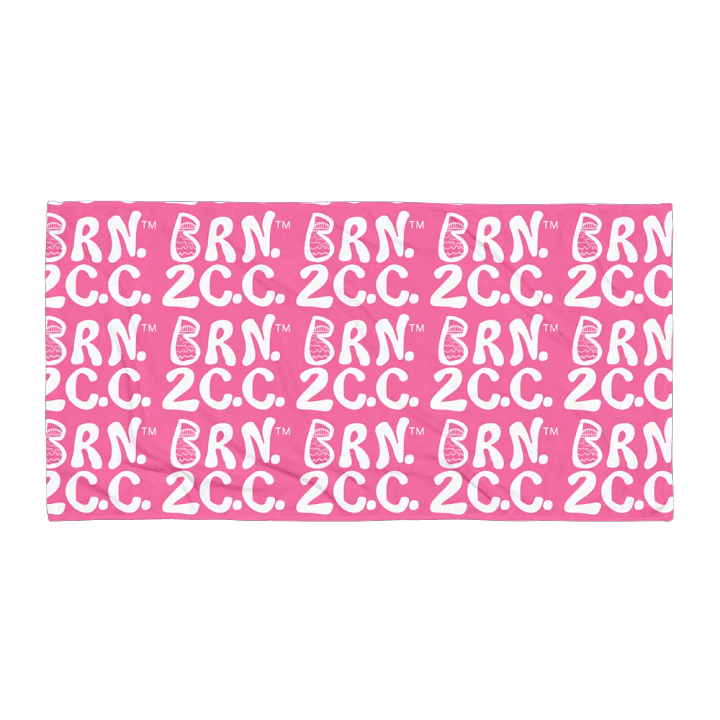 BRN.2C.C.™ | Coastal Classic Beach Towel | All-Over Logo Print | Vibrant Colors for Salty Souls | White Logo on Brilliant Rose product image (1)