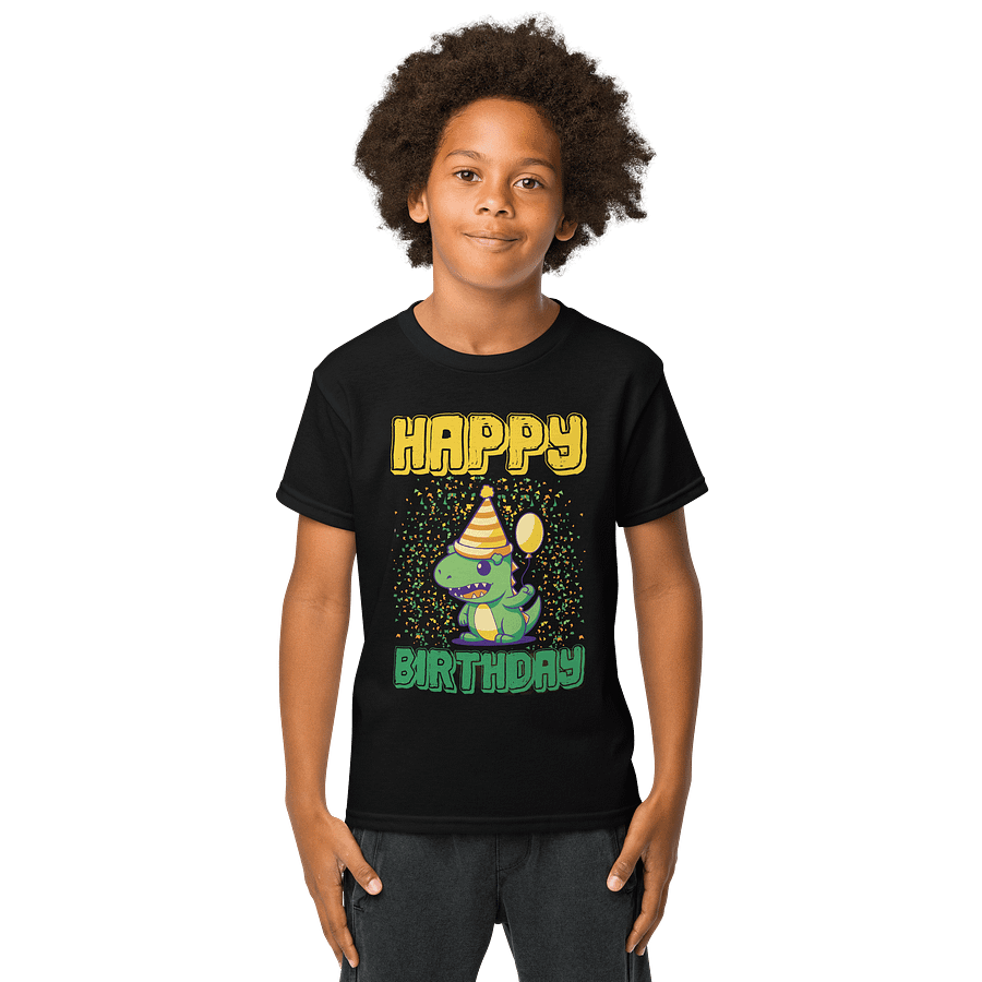 Happy Birthday (Cute Dinosaur With Balloon) T-Shirt For Kids product image (1)