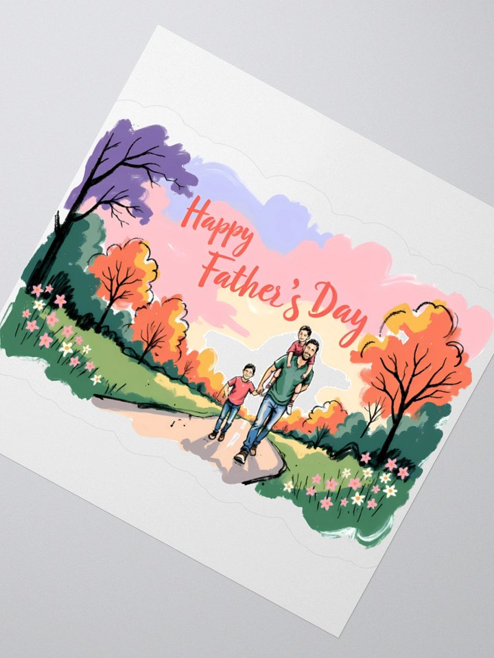 Joyful Father’s Day Walk | Vibrant Family Art Print Sticker product image (4)