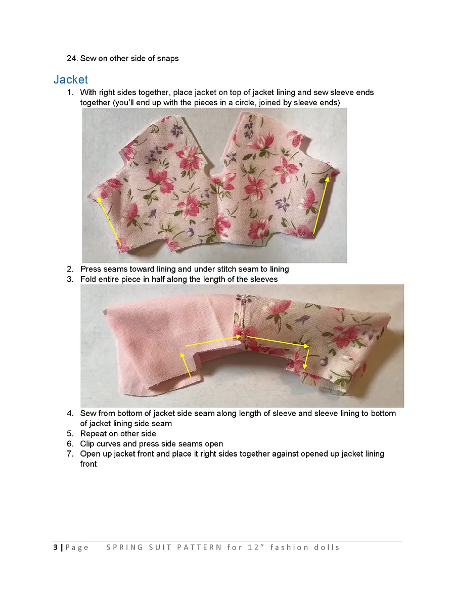 Spring Suit sewing pattern for 12