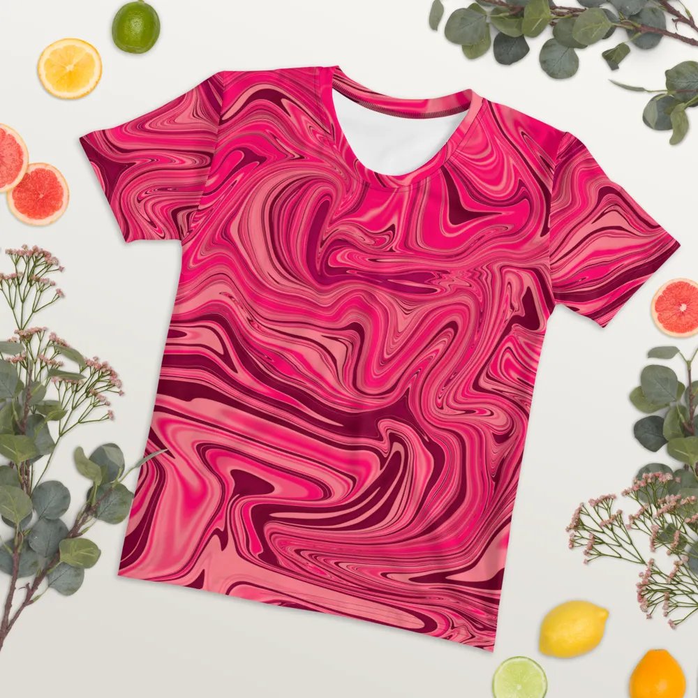 Women's Crew Neck Tshirt - Shades of Magenta Pink Digital Fluid Art product image (7)