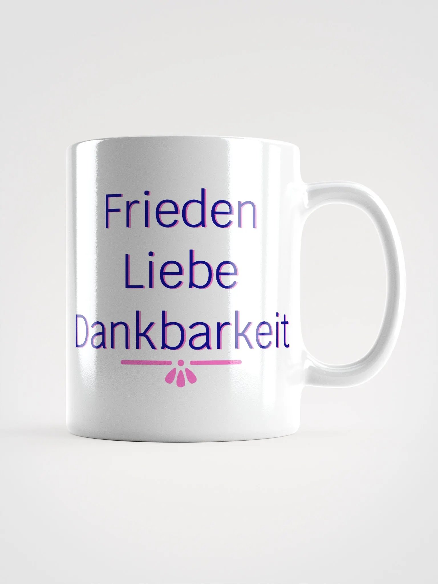 Frieden Liebe Dankbarkeit Navy and Pink Ceramic Mug product image (2)