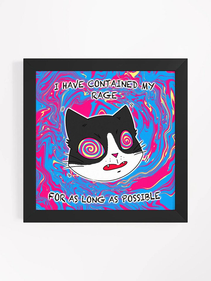 Rage Cat Poster with Frame - Black/White product image (1)