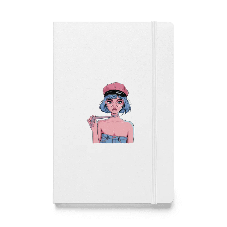 Whimsical Blue Hair and Pink Tie Hardcover Notebook product image (1)