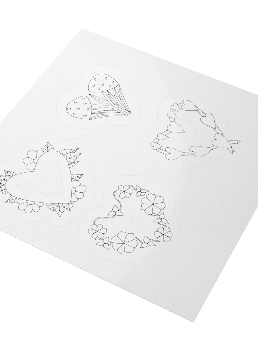 Four Lovely Hart, Kiss Cut Stickers (on a transparent background) product image (3)