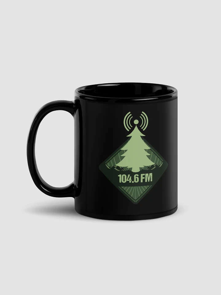 104.6 FM Logo black glossy mug product image (1)